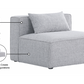 Silla modular sin brazos Cube SKU: 630Grey-Armless