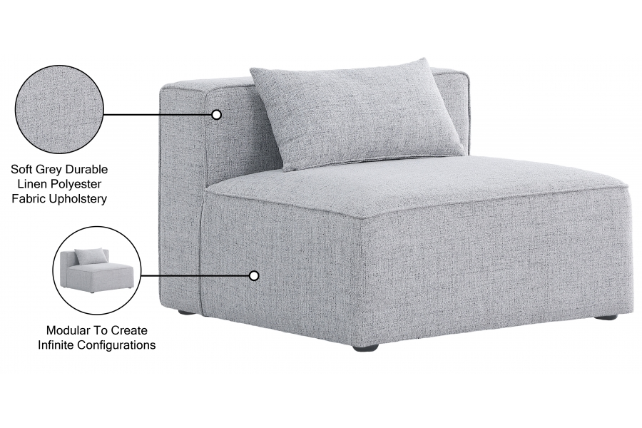 Cube Modular Armless Chair SKU: 630Grey-Armless