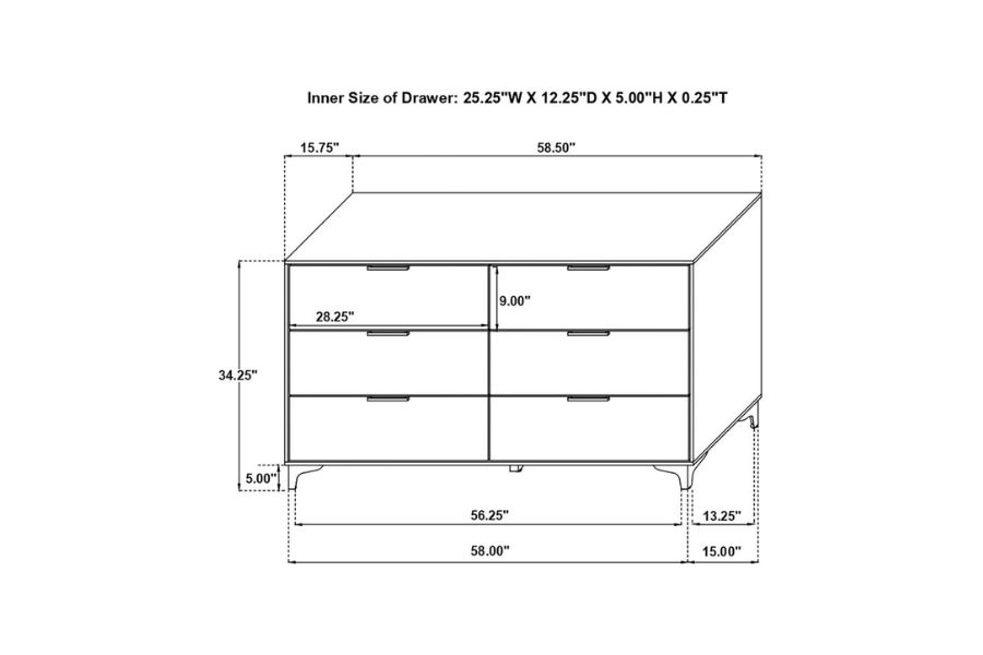 Kendall 6-drawer Dresser White 224403