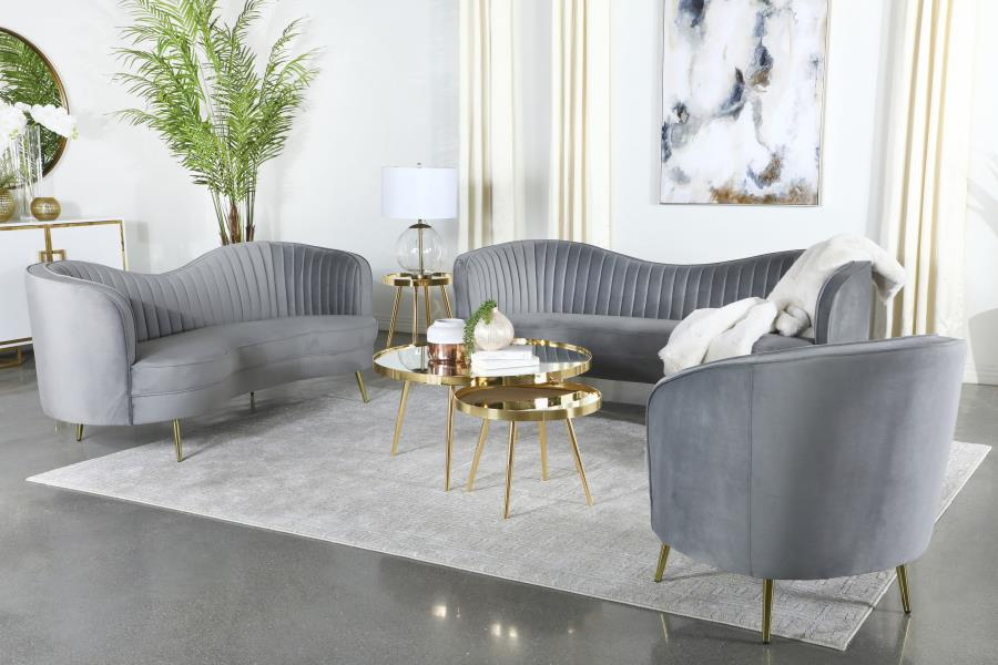 Sophia Upholstered Channel Tufted Loveseat Grey 506865