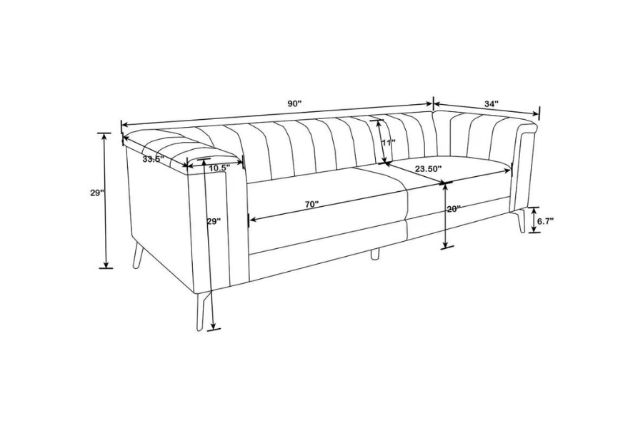 Chalet Upholstered Tuxedo Arm Tufted Sofa Blue 509211