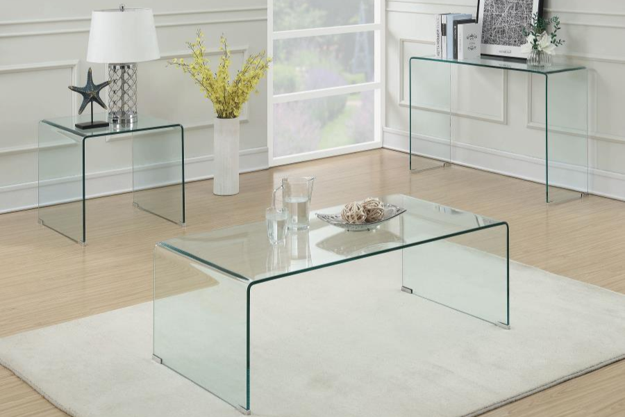 Ripley Squared Tempered Bent Glass Side End Table Clear 705327