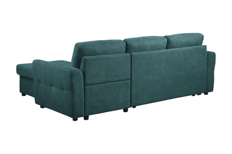 Samantha Upholstered Storage Sleeper Sectional Sofa Teal 511087