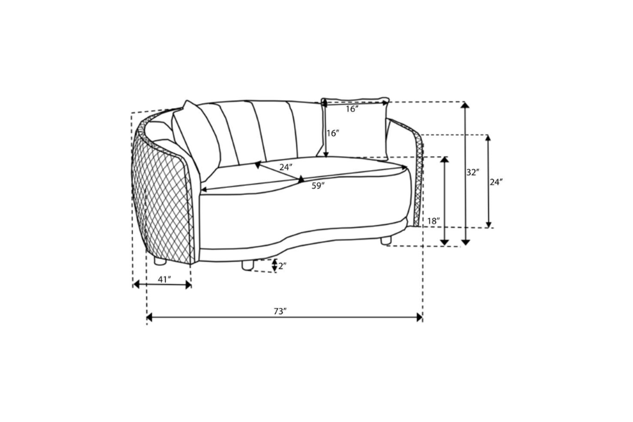 Brookside Velvet Upholstered Curved Loveseat Dark Grey 504845 Comming Soon