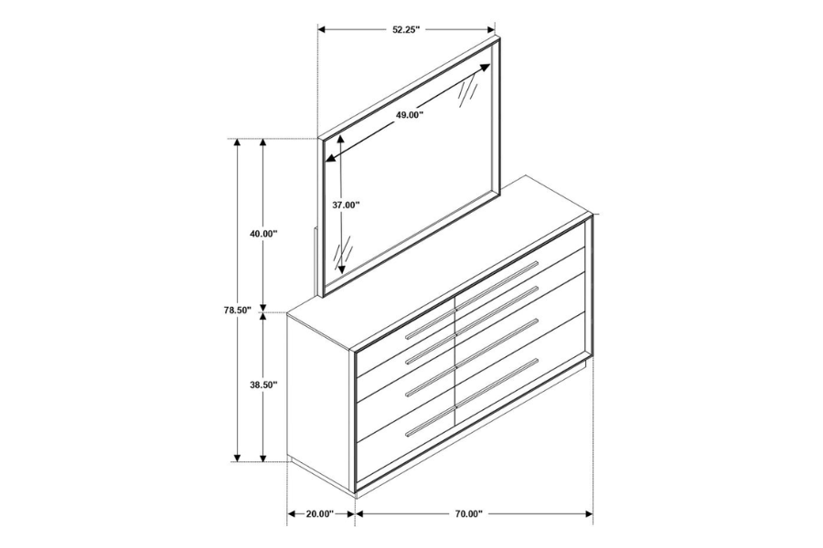 Durango 8-drawer Dresser with Mirror Smoked Peppercorn 223263M