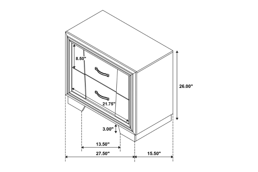 Janine 2-drawer Nightstand Grey 223552