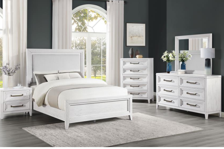 Marielle 6-drawer Dresser with Mirror Distressed White 224843M