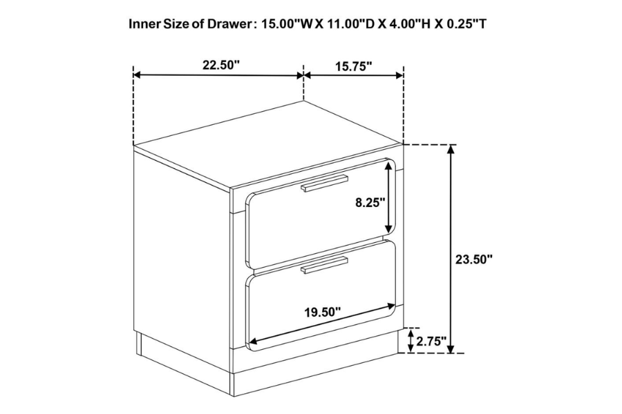 Caraway 2-drawer Nightstand White 224772