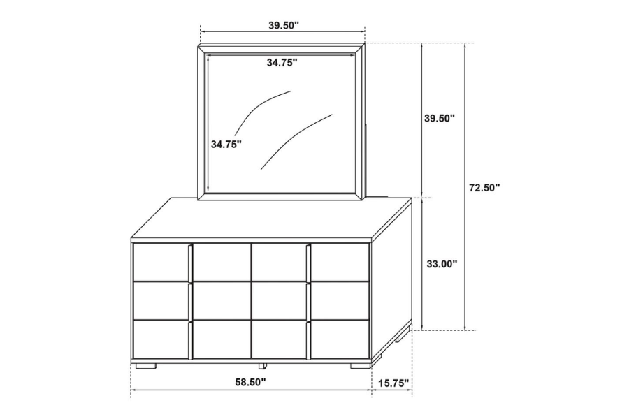 Marceline 6-drawer Dresser with Mirror Black 222833M Coming Soon