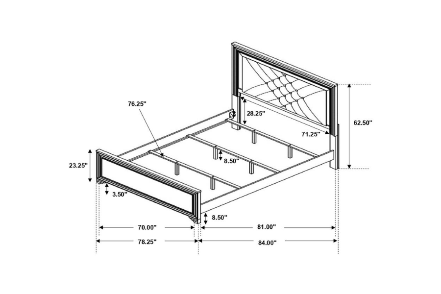 Juego de dormitorio Penélope de 4 piezas con cama tamaño king en color Midnight Star 223571KE-S4 