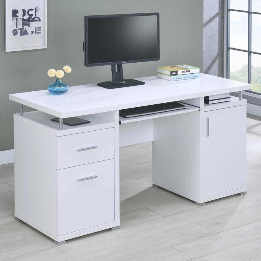 Tracy 2-drawer Computer Desk White 800108