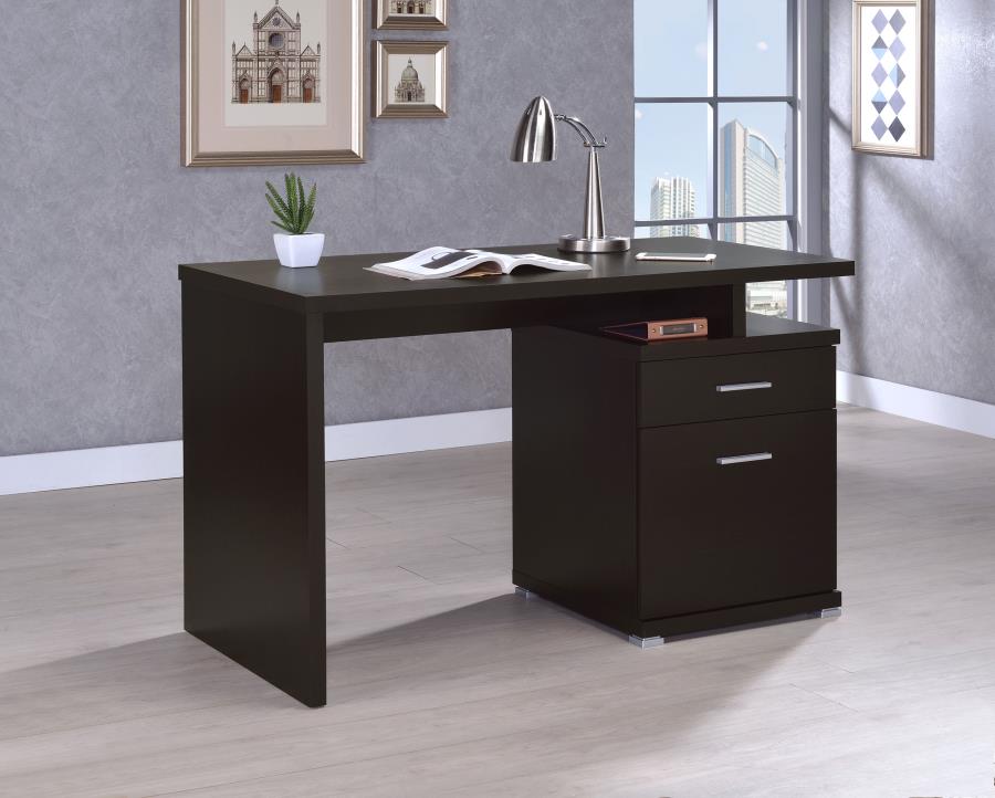 Irving 2-drawer Office Desk with Cabinet Cappuccino 800109