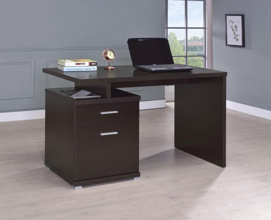 Irving 2-drawer Office Desk with Cabinet Cappuccino 800109