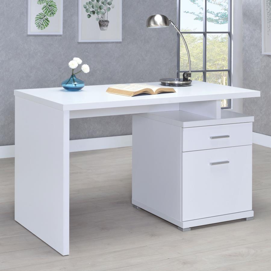 Irving 2-drawer Office Desk with Cabinet White 800110