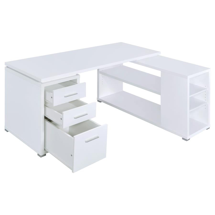 Yvette L-shape Office Desk White 800516