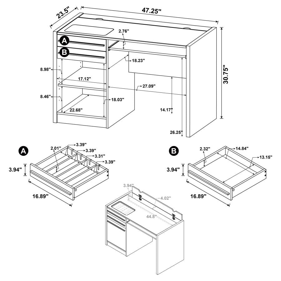 Halston Rectangular Connect-it Office Desk Cappuccino 800702