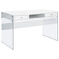 Dobrev 2-drawer Writing Desk Glossy White and Clear 800829