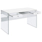 Dobrev 2-drawer Writing Desk Glossy White and Clear 800829