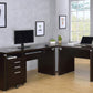 Skylar 2-piece Home Office Set L-Shape Desk with File Cabinet Cappuccino