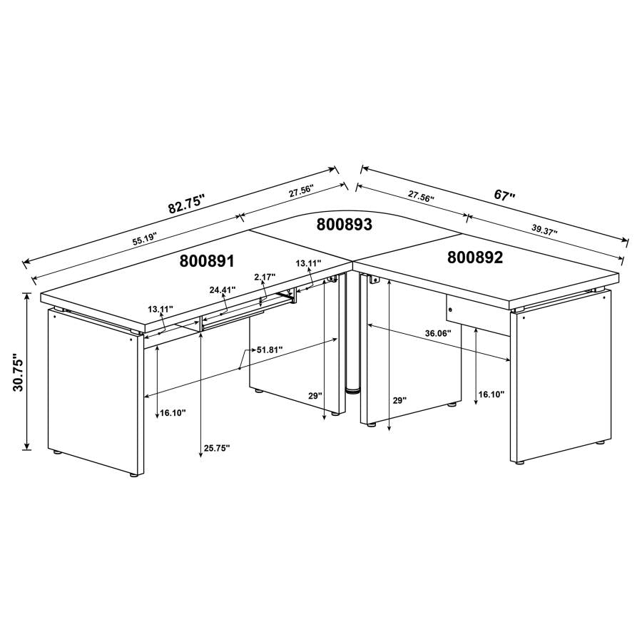 Skylar Engineered Wood L-Shape Computer Desk Cappuccino  800891L