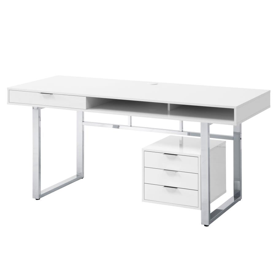 Whitman 4-drawer Writing Desk Glossy White 800897