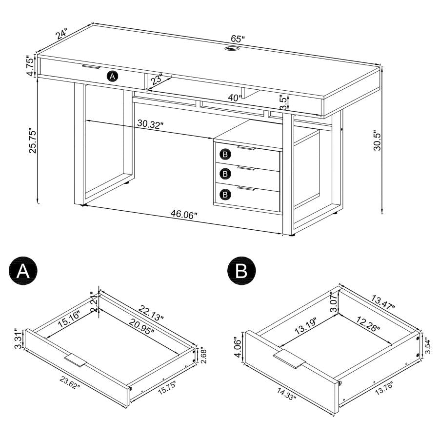 Whitman 4-drawer Writing Desk Glossy White 800897