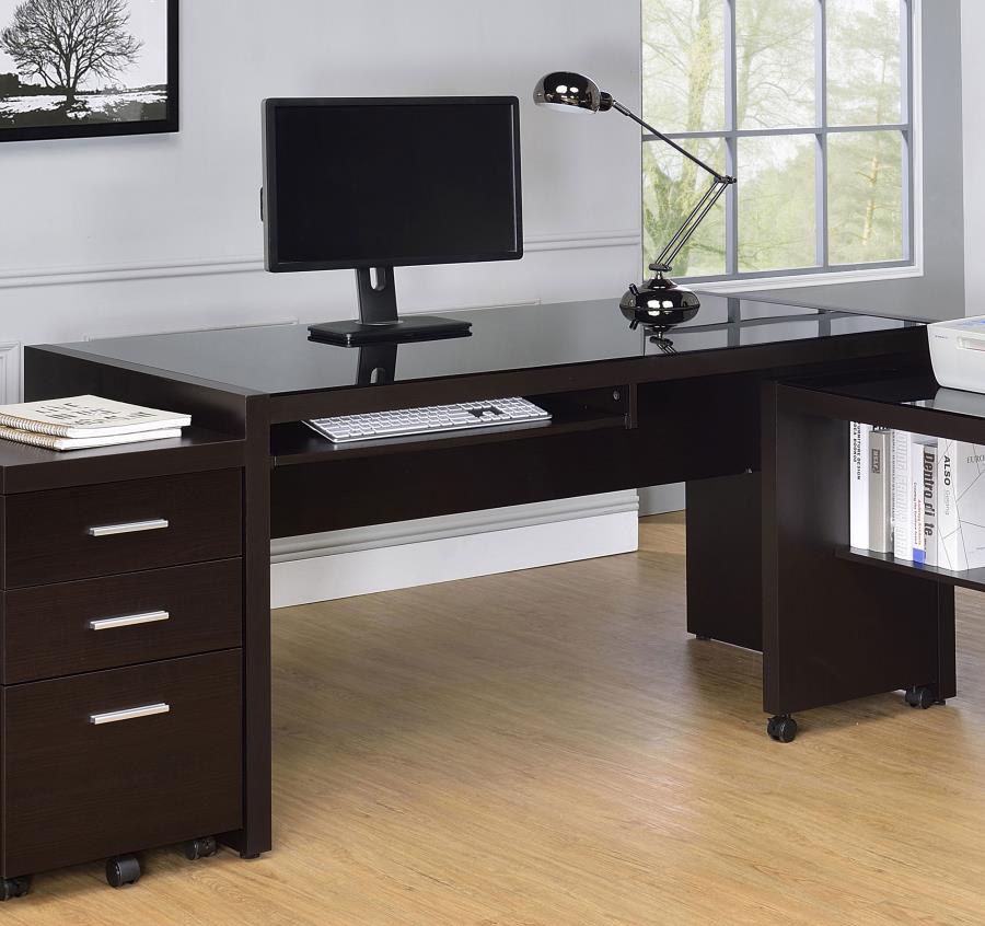 Skeena Computer Desk with Keyboard Drawer Cappuccino 800901