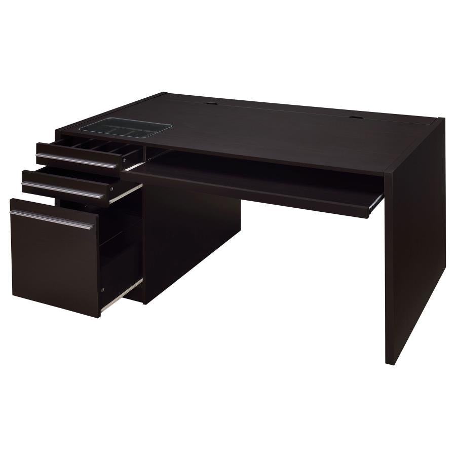 Halston 3-drawer Connect-it Office Desk Cappuccino 800982