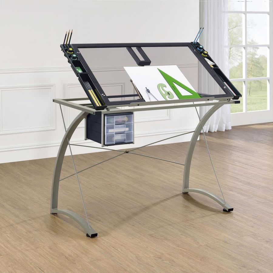 Melo 3-Drawer Drafting Desk Champagne 800986