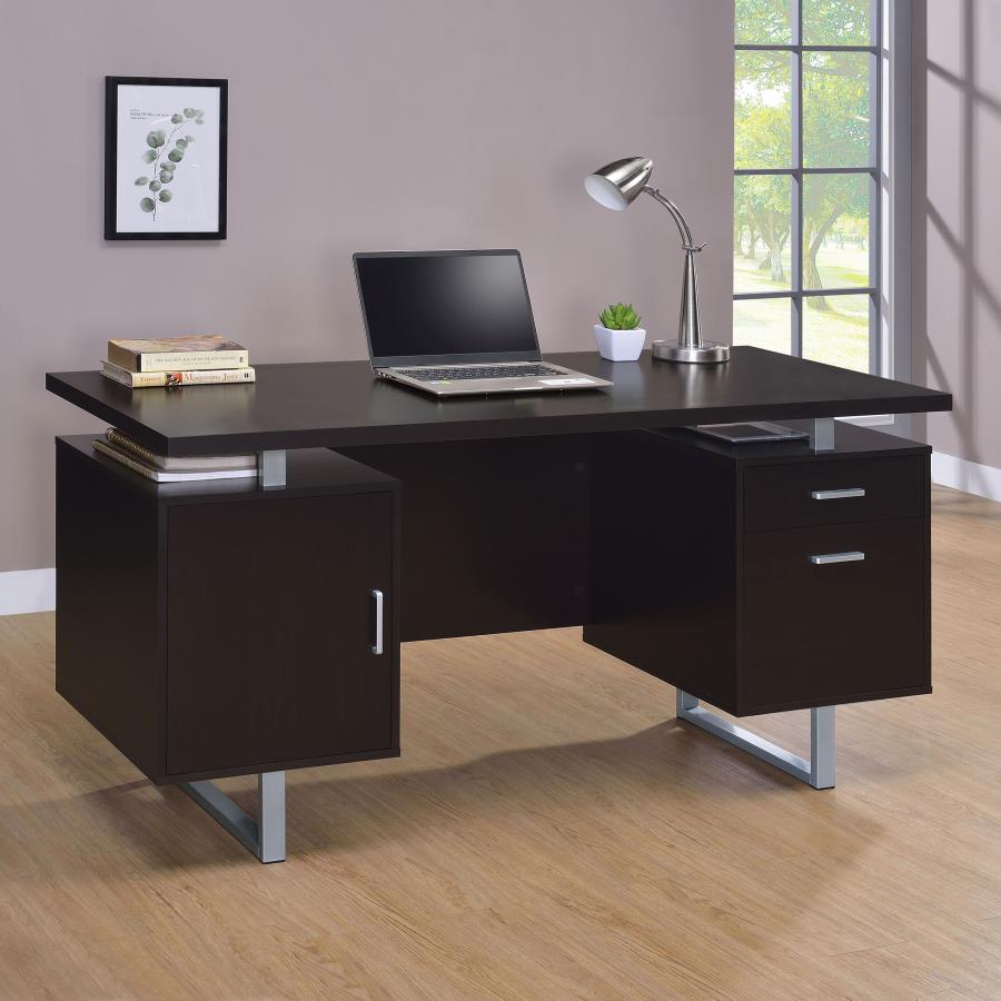 Lawtey Rectangular Storage Office Desk Cappuccino 801521