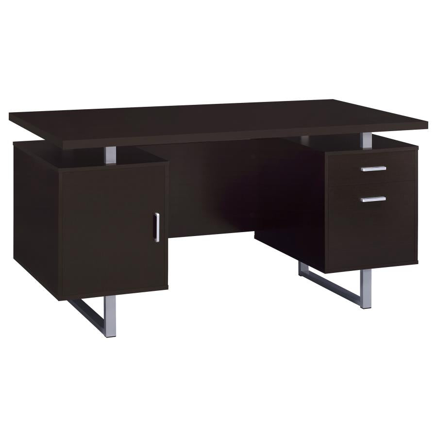 Lawtey Rectangular Storage Office Desk Cappuccino 801521