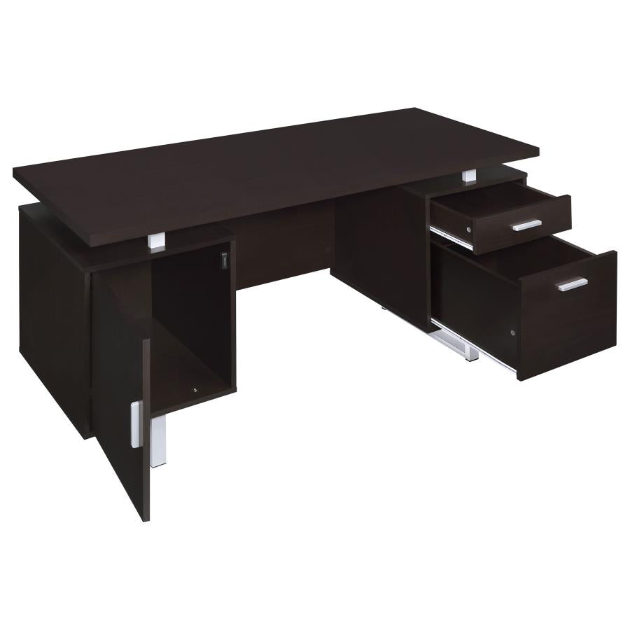 Lawtey Rectangular Storage Office Desk Cappuccino 801521