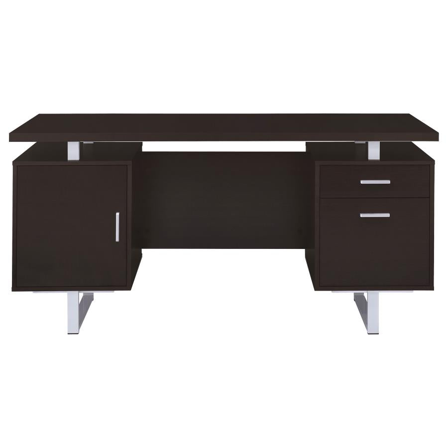 Lawtey Rectangular Storage Office Desk Cappuccino 801521