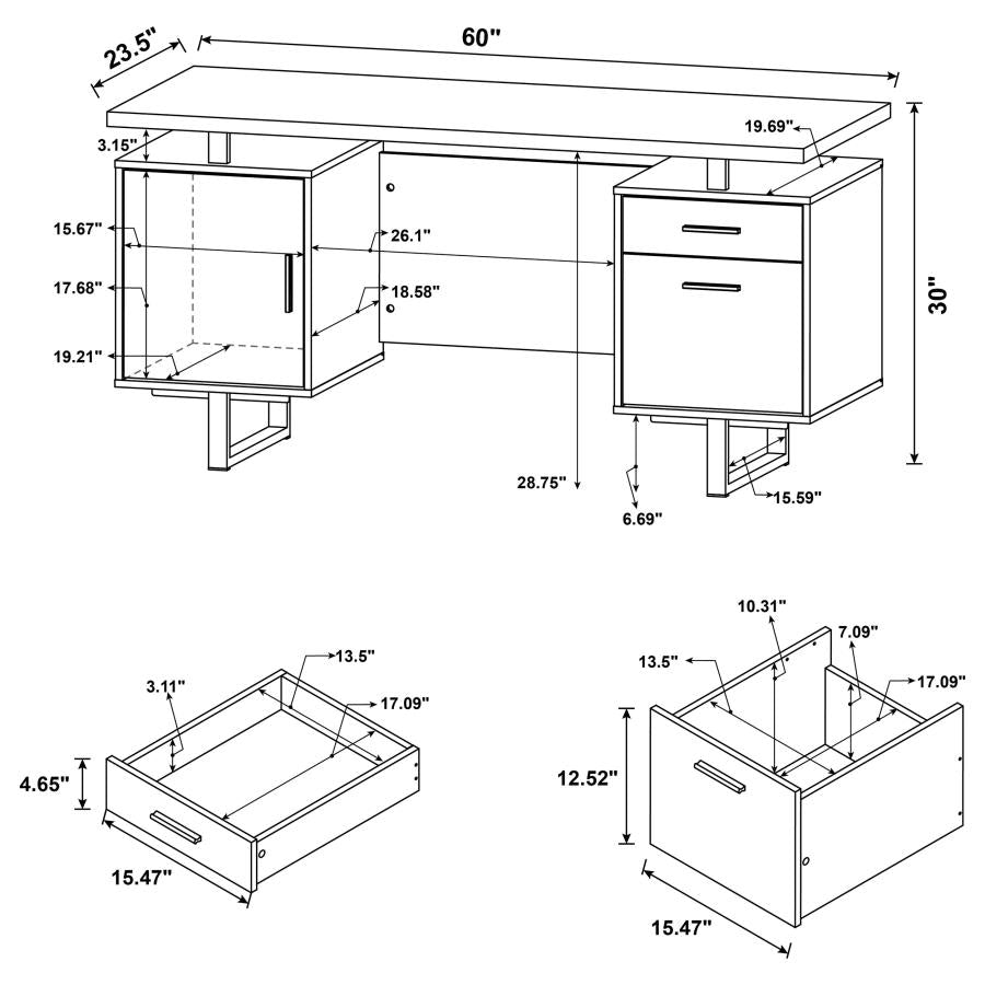 Lawtey Rectangular Storage Office Desk Cappuccino 801521