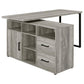 Hertford L-shape Office Desk with Storage Grey Driftwood 804462