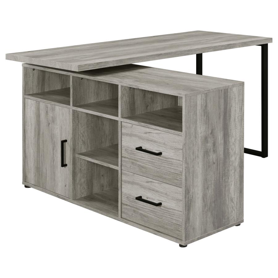 Hertford L-shape Office Desk with Storage Grey Driftwood 804462