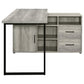 Hertford L-shape Office Desk with Storage Grey Driftwood 804462