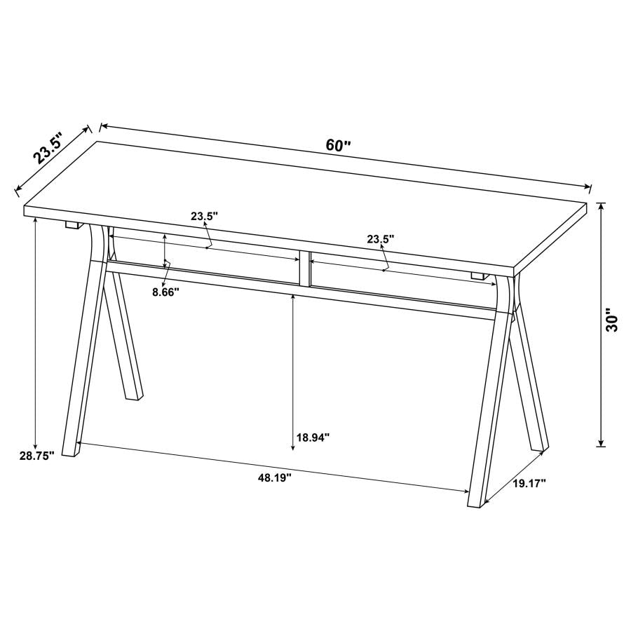 Tatum Rectangular Writing Desk Cement and Gunmetal 805891