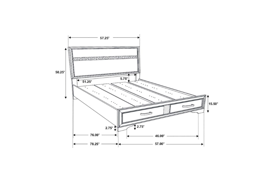 Juego de dormitorio completo de 4 piezas Miranda en color negro 206361F-S4 