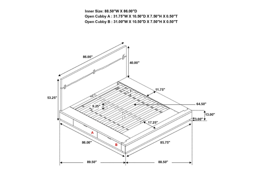 Juego de dormitorio Winslow Eastern King de 4 piezas en nogal ahumado 223250SKE-S4 