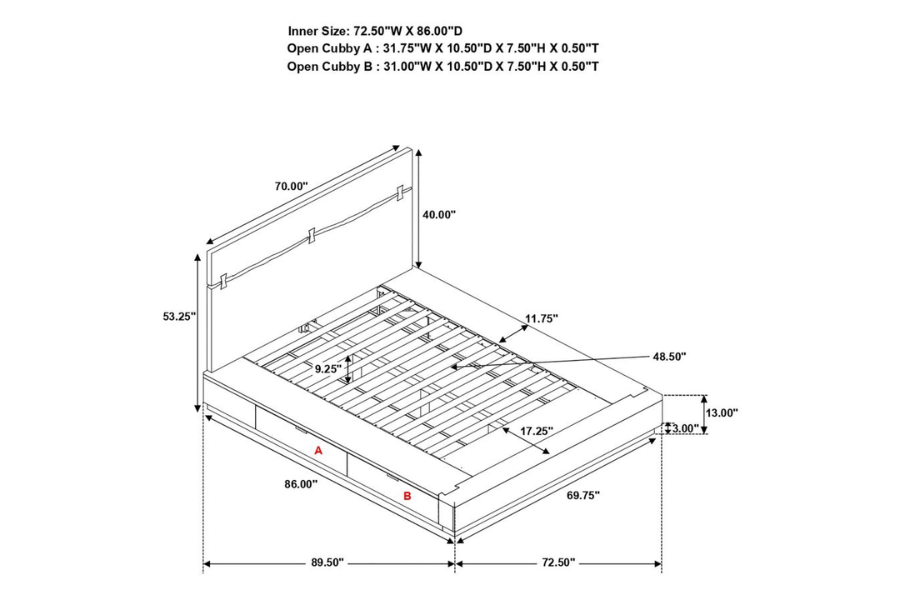 Juego de dormitorio Winslow de 4 piezas tamaño Queen en nogal ahumado 223250SQ-S4 