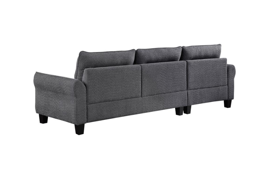 Caspian Upholstered Curved Arm Chaise Sectional Sofa Grey 509540