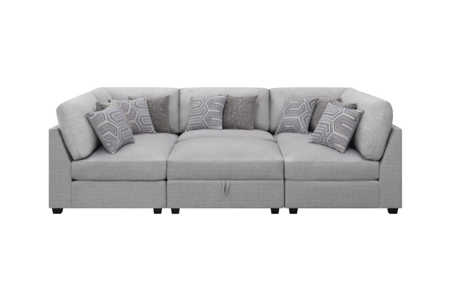 Cambria 6-piece Upholstered Modular Sectional Sofa Grey	551511-SET