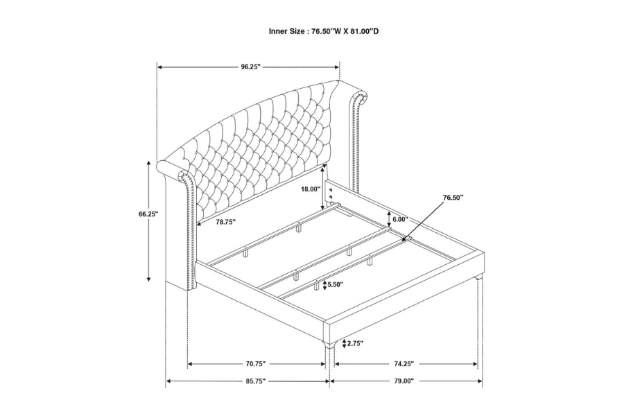 Juego de dormitorio Melody de 4 piezas Eastern King en azul Pacífico 223371KE-S4 