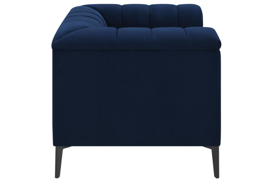 Chalet Upholstered Tuxedo Arm Tufted Chair Blue	509213