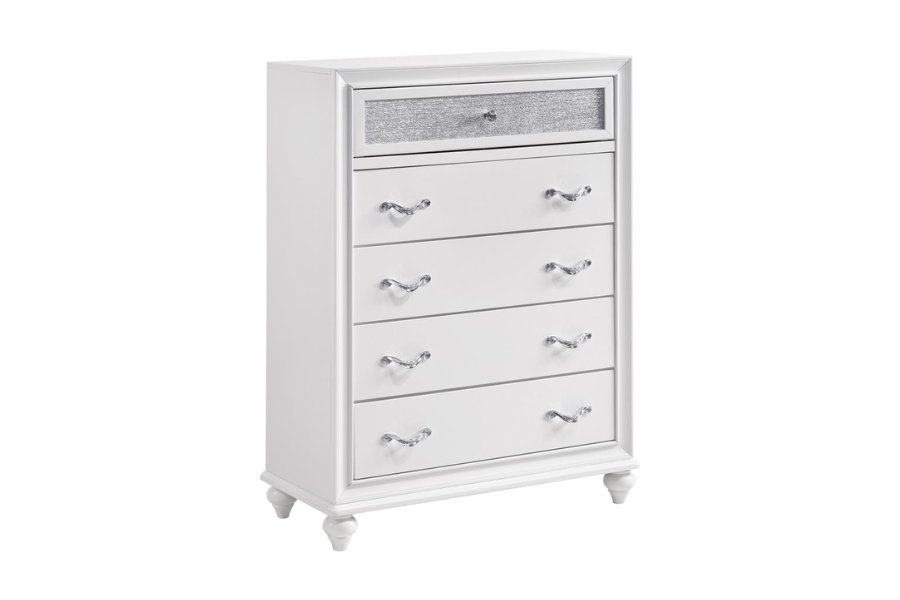 Juego de dormitorio Barzini Eastern King de 5 piezas en color blanco 300843KE-S5 