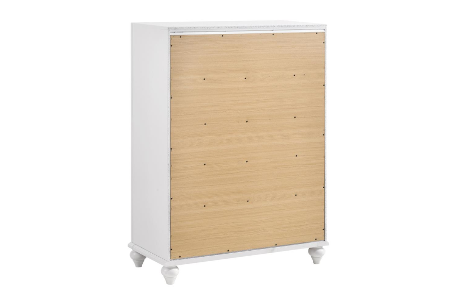 Juego de dormitorio Barzini Eastern King de 4 piezas en color blanco 300843KE-S4 