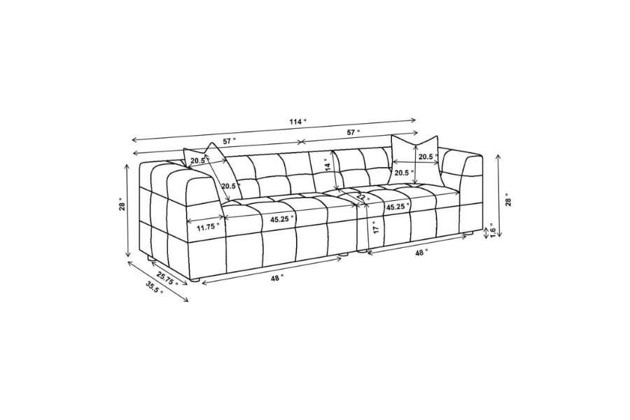 Everly Boucle Upholstered Extra Long Sofa Off White 504850