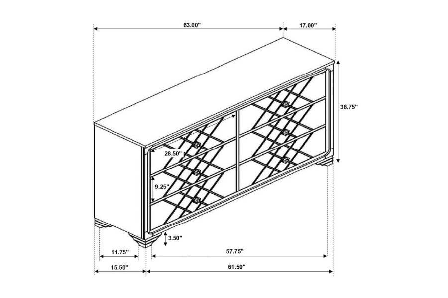 Juego de dormitorio Penélope de 4 piezas con cama tamaño king en color Midnight Star 223571KE-S4 