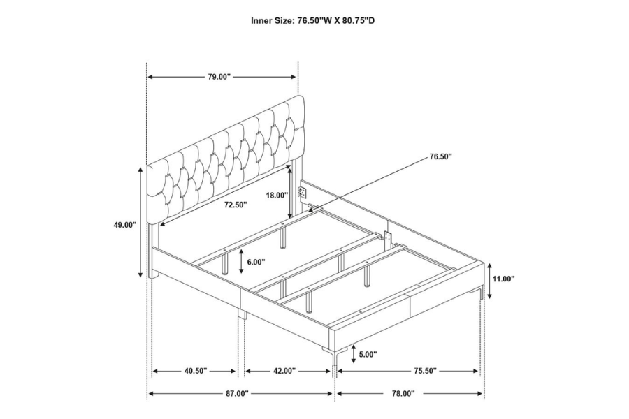 Juego de dormitorio Kendall de 5 piezas Eastern King en color blanco 224401KE-S5 